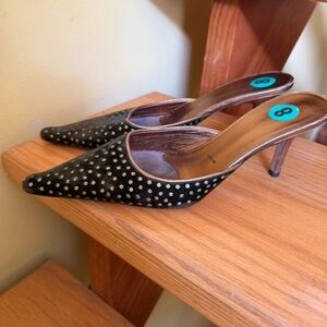 Vera Wang Black Studded Pointed Heels